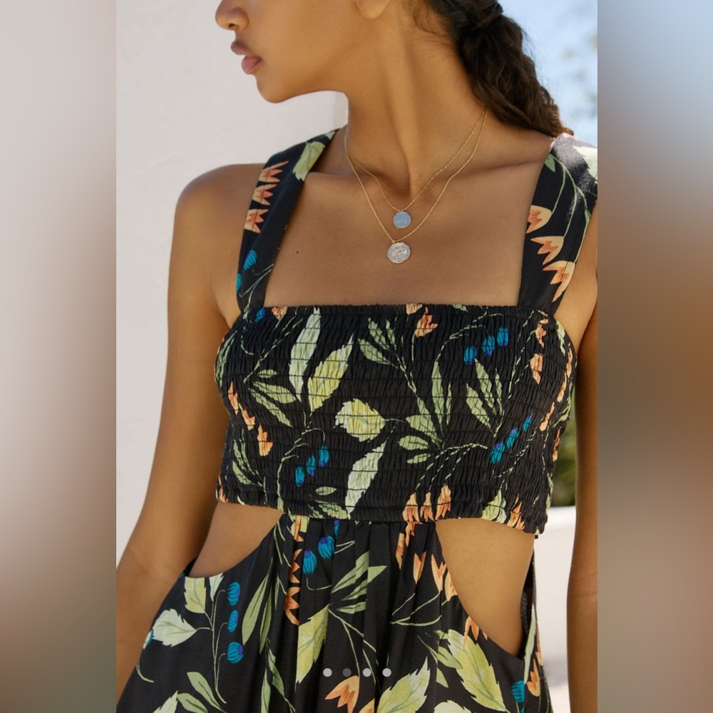Anthropologie Black Floral Mini Dress - Picture 2 of 7